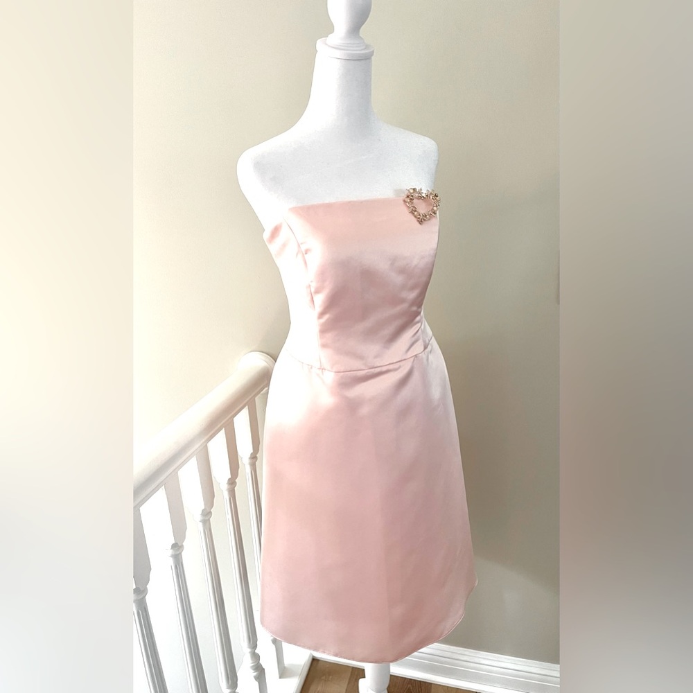 Bill Levkoff Blush Strapless Dress 1990s